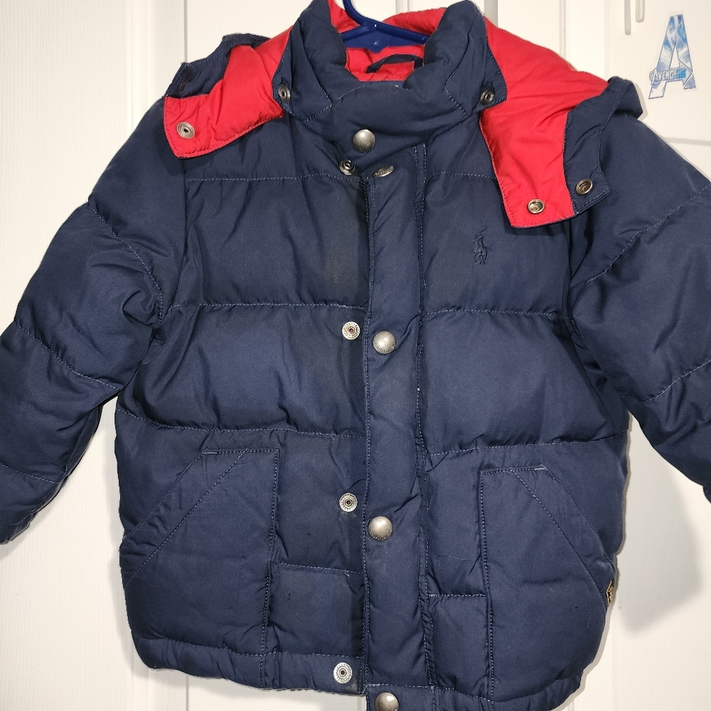 Kids boys blue & Red Ralph Lauren polo coat size 2T